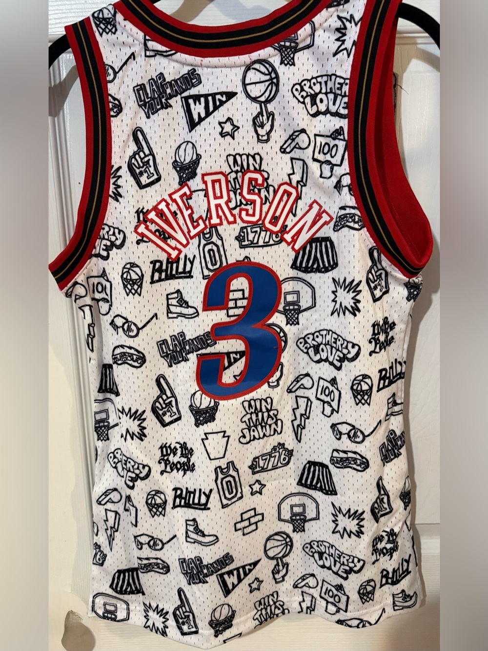 NBA Hardwood Classics White Red Blue Graphic Basketball Jersey